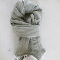 Women Fashion Linen Long Scarves Men Yarn Dyed Melange Color Neck Scarf Muffler