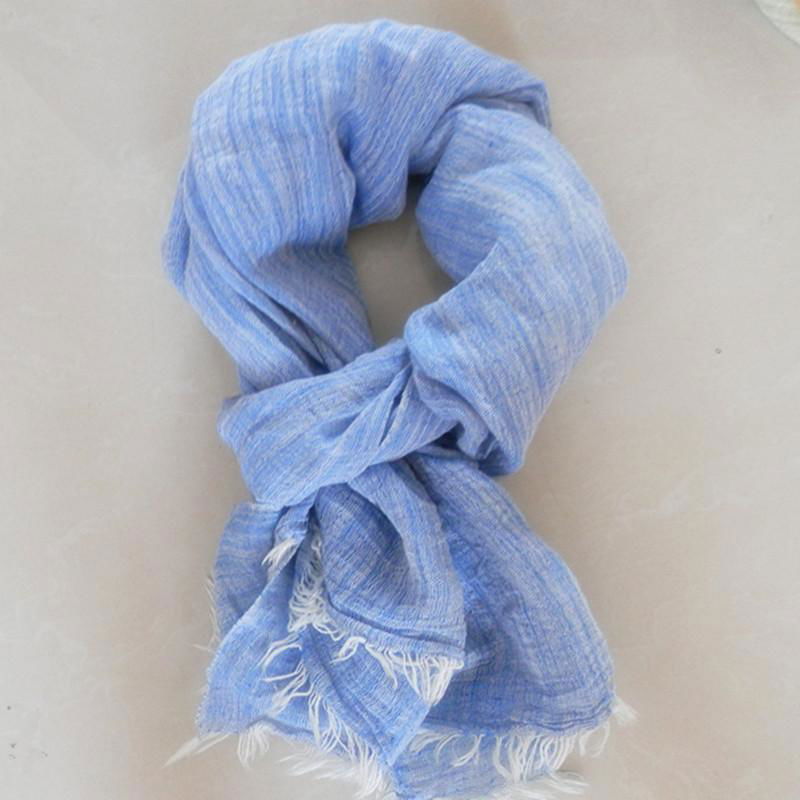 Women Fashion Linen Long Scarves Men Yarn Dyed Melange Color Neck Scarf Muffler 2