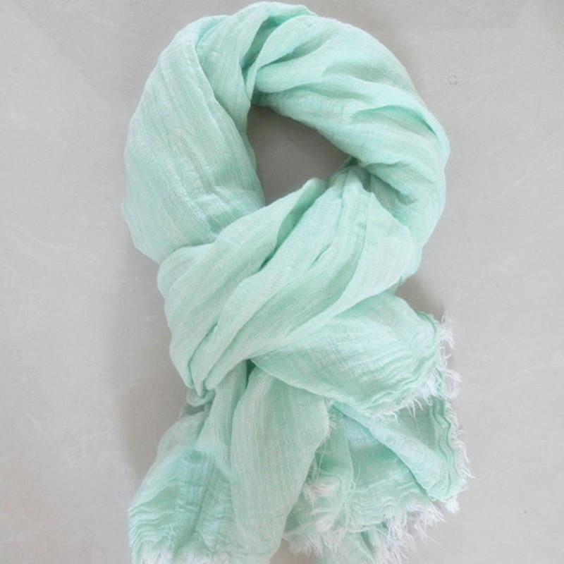 Women Fashion Linen Long Scarves Men Yarn Dyed Melange Color Neck Scarf Muffler 5