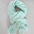 Women Fashion Linen Long Scarves Men Yarn Dyed Melange Color Neck Scarf Muffler