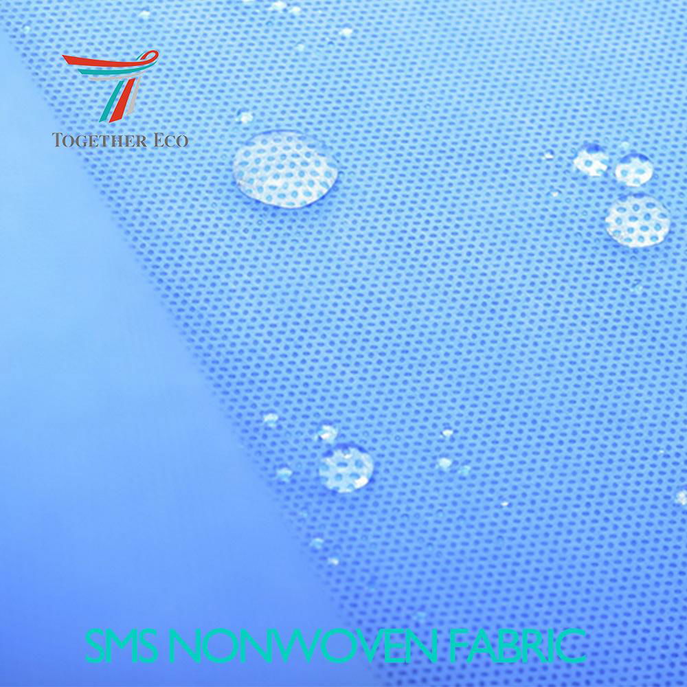 SMS non woven fabric tela spunbond SMMS material for disposable surgical gown 4