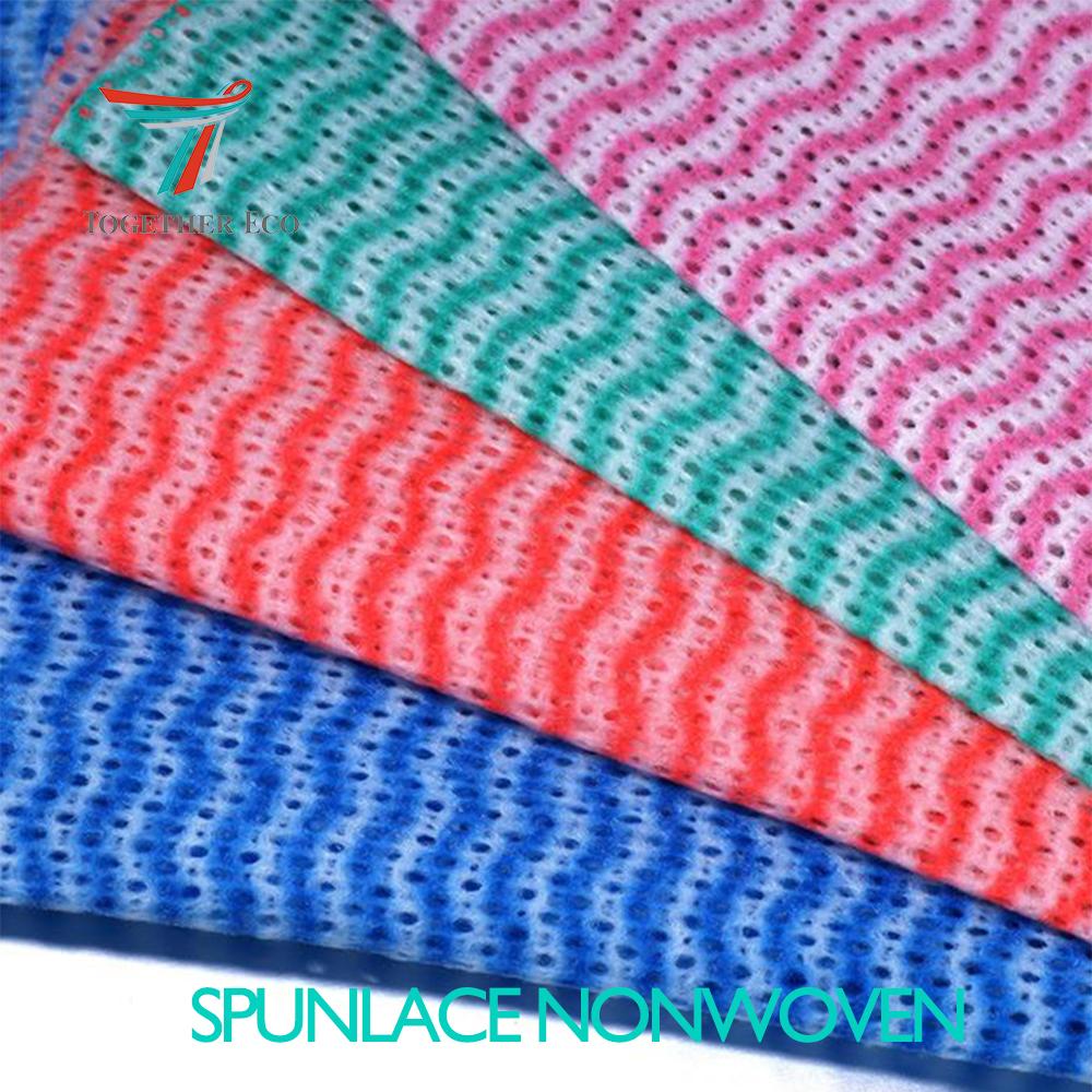 printed Polyester Spunlace Nonwoven Fabric Woodpulp For Wet Wipes