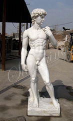 Hand Carved Michelangelo White Marble David Statue for Outdoor Garden and Home