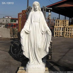 Religious White Marble Blessed Mother Mary Statue for Church and Home