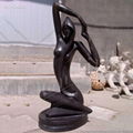 Outdoor Garden Black Marble Woman Abstract Sculpture for Home decor