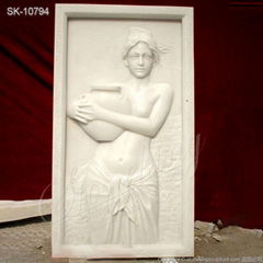 White Marble Bas Relief Woman Sculpture