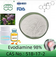Evodiamine powder manufacturer CAS No.:518-17-2  98%  purity min. for supplement