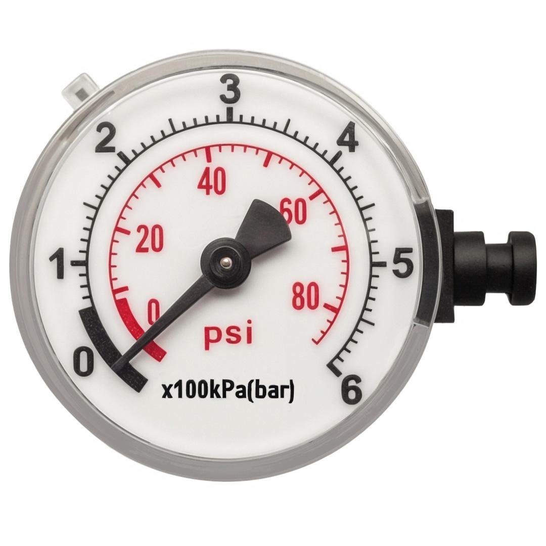 Car Pressure Gauge 1-3/5" Dial Side Mount, 80Psi 6Bar, Dual Scale Measurement To