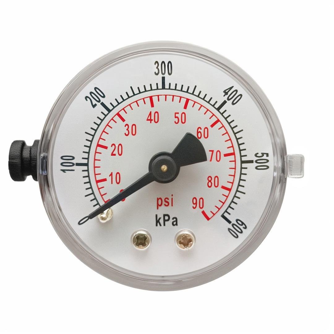 Car Pressure Gauge 1-3/5" Dial Back Mount,0-90 Psi 600 Kpa, Dual Scale Measureme