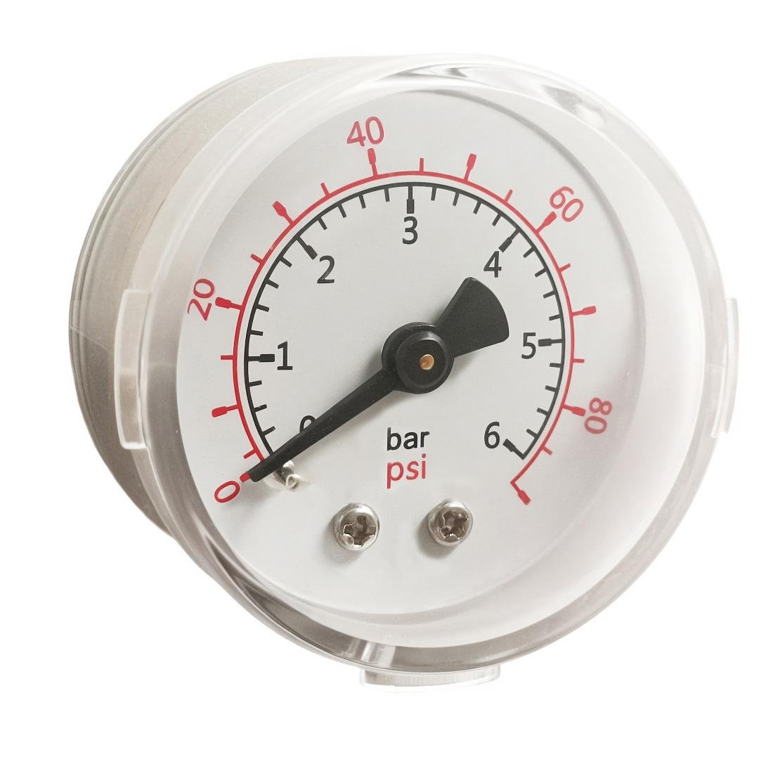 Car Pressure Gauge 1-3/5" Dial Back Mount,0-80 Psi 6 Bar, Dual Scale Measurement 3