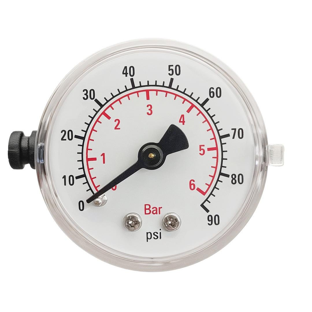 Car Pressure Gauge 1-3/5" Dial Back Mount,0-90 Psi 6 Bar, Dual Scale Measurement