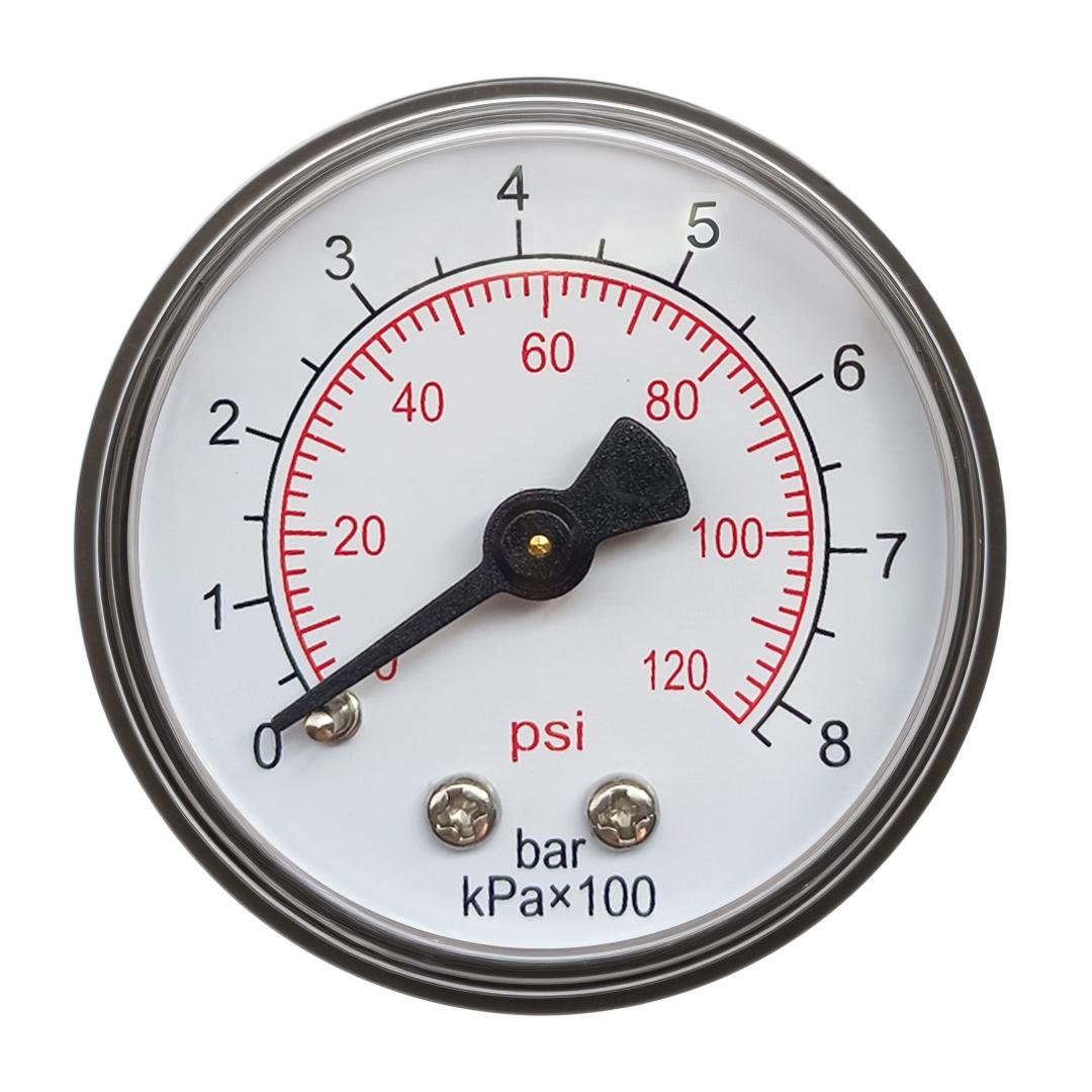 Car Pressure Gauge 1-3/5" Dial Center Back Mount,0-120 Psi, Dual Scale Measureme