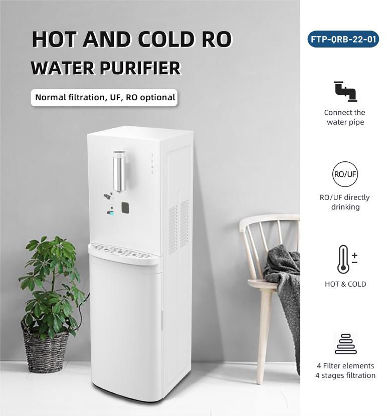 UF RO free standing water dispenser 4 stages Hot and cold water purifier 4