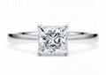 Solitaire wedding princess cut diamond ring 18K gold IGI certification