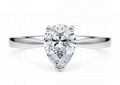 Pear cut diamond ring 18K gold 3 claws set