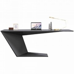 Lacquered white desk, modern minimalist executive desk