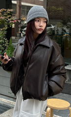 Vintage biker lapel down jacket leather jacket women's fashionable silhouette br