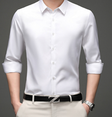 Solid color shirt men's non-iron, stretch breathable, business casual, Korean sl