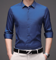 Solid color shirt men's non-iron, stretch breathable, business casual, Korean sl 2