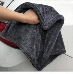 加厚超細纖維加捻小辮子布雙層洗車毛巾擦車毛巾
