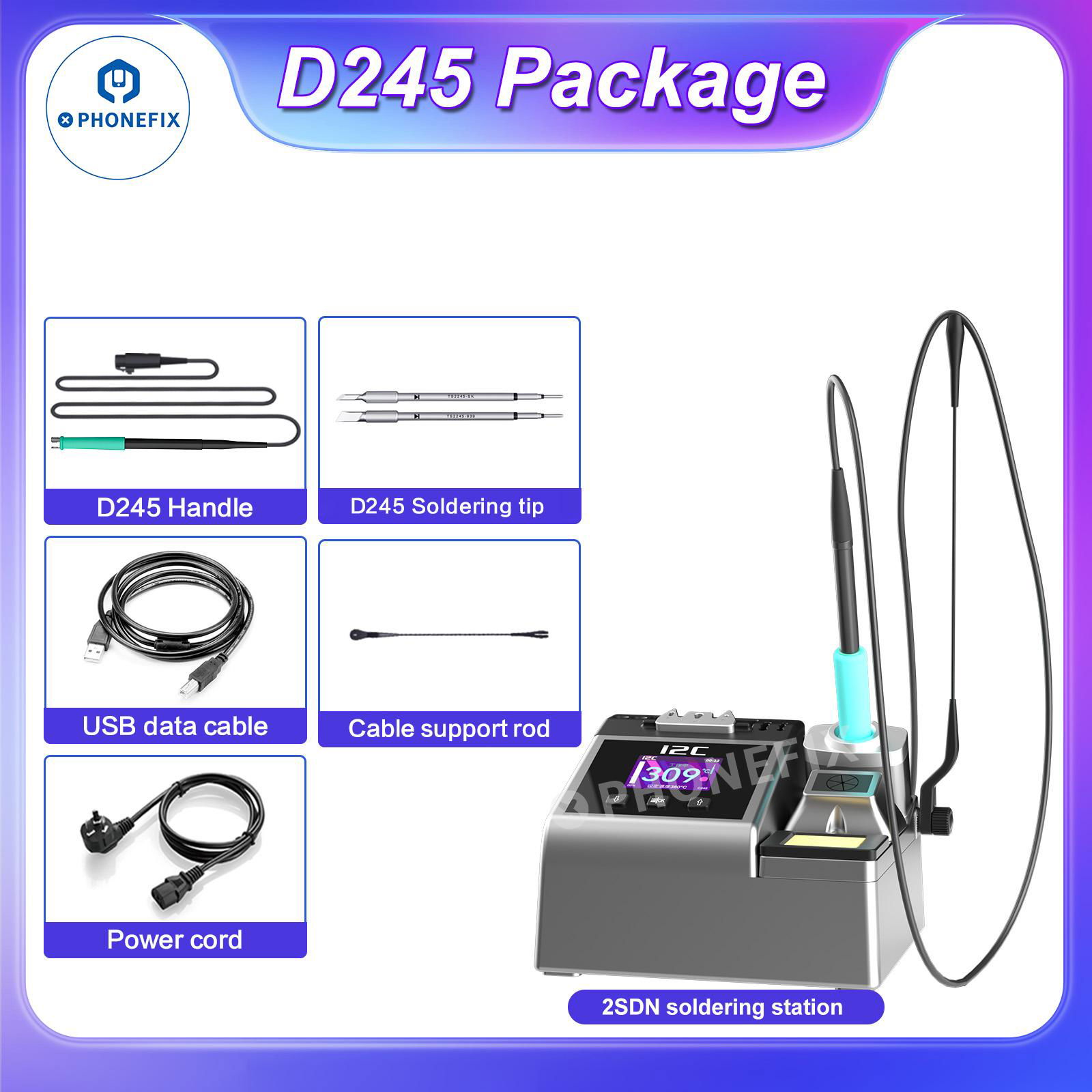 180W 110-250V i2C 2SDN Soldering Station With T115 T210 T245 Handle 2