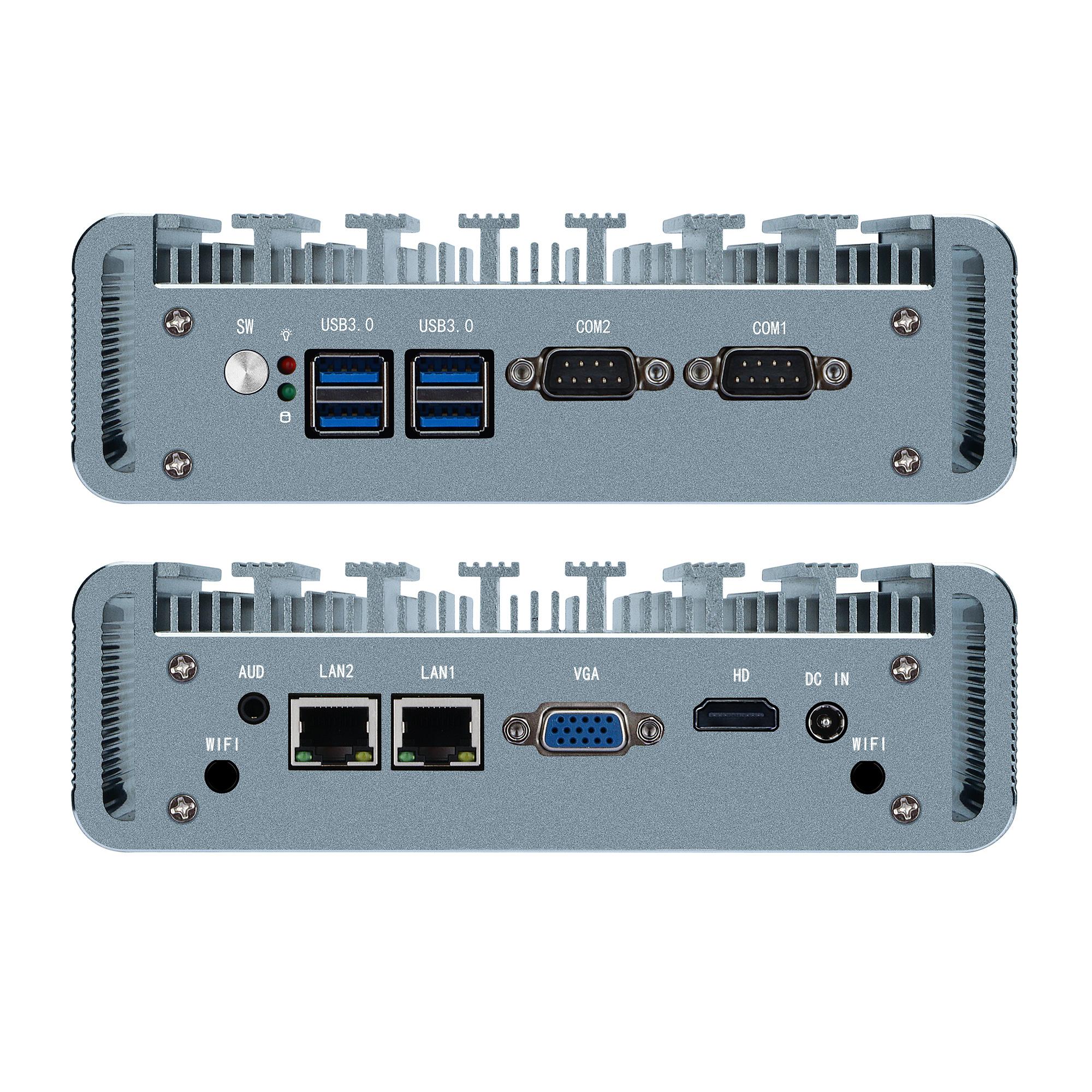Intel 6/7代無風扇迷你瘦客機雙網口邊緣計算工業控制 2