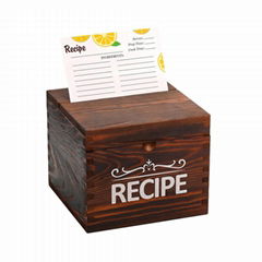 Home Decoration Wooden Recipes Display Box Carbonized Lacquered Pine Recipes Box