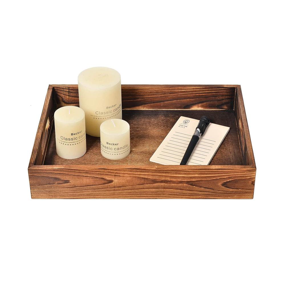 Wholesale Wooden Trays Heavy Carbonized Pine Wood Serving Tray 5