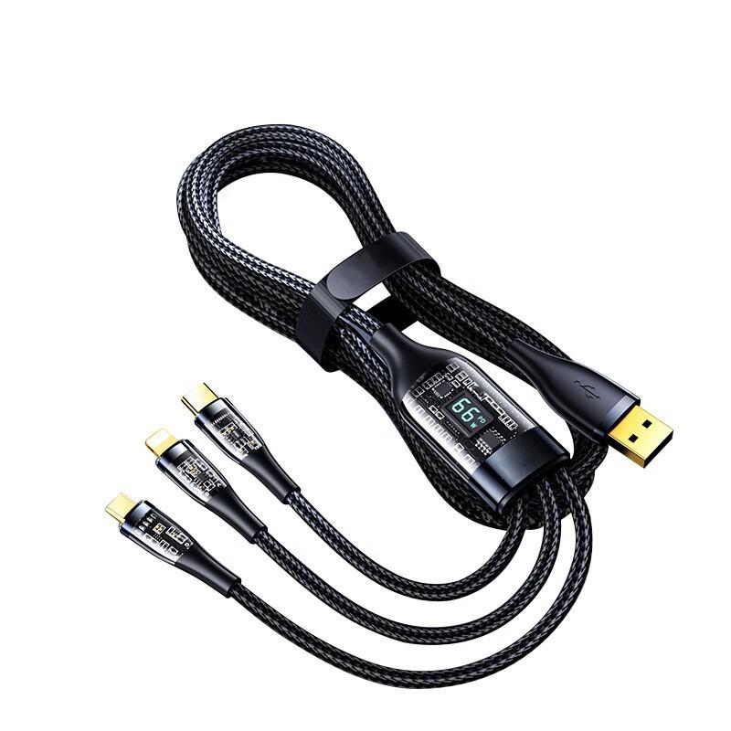 VINOP Fast Charging Braided Cable with Transparent Digital Display 2