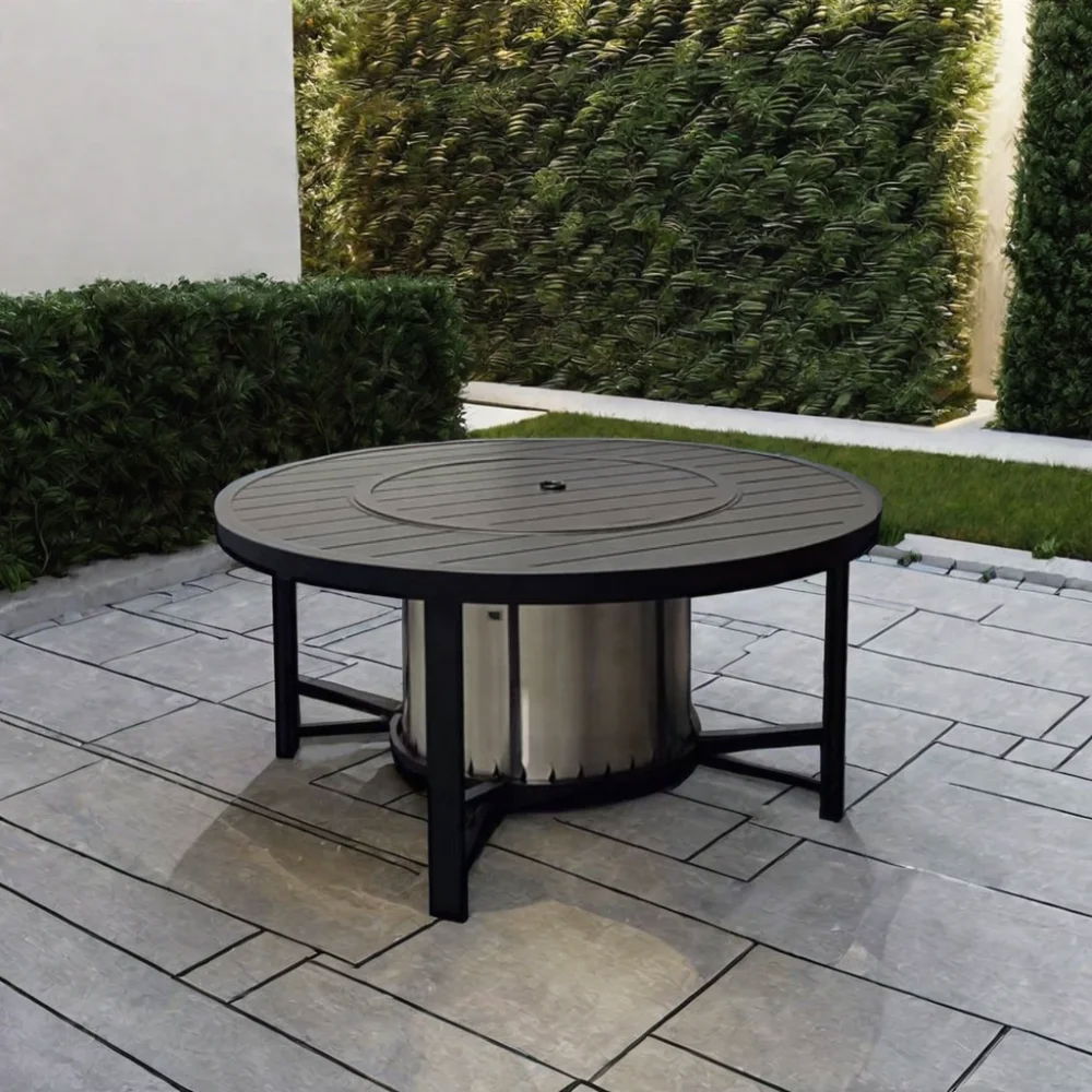 Outdoor Garden Leisure Gathering Barbecue Multi functional Aluminum Round Table