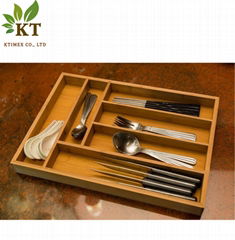 Wooden spoon and fork divider tray