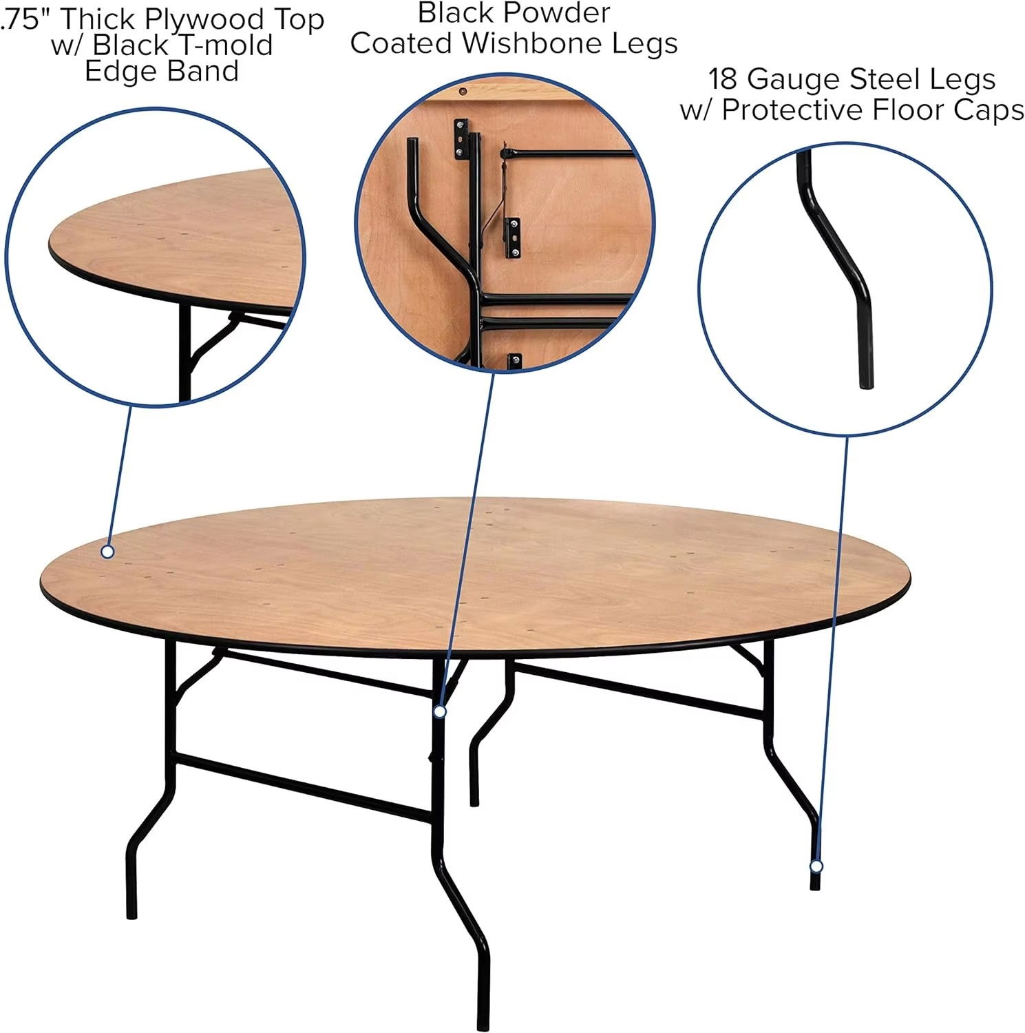 ROUND TABLE 150 CM BANQUET FOLDABLE LEGS