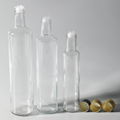 Empty Square Round Dark Green Clear Marasca Cooking Olive Oil Glass Bottles