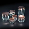 Hot Sale Amber Brown Coloured Face Cosmetic Glass Jars with Lid