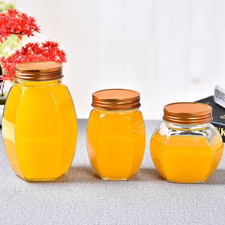 Hexagonal Honey Jam Storage Food Glass Jars with Lid 4