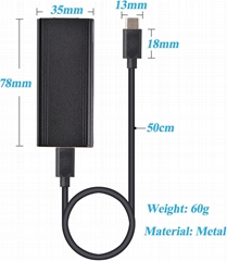 25W Gigabit PoE to USB-C Driver Converter for Phone/Tablet PoE to Type-C Power O