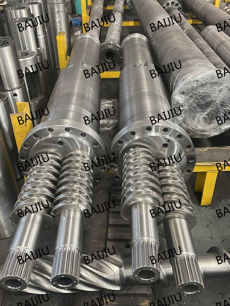 Conical twin screw barrel manufacturer China for PVC pipe 3