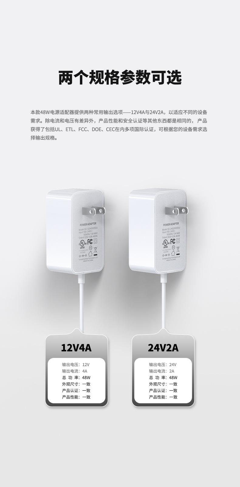 12v4a電源適配器美規UL認証24v2a美國款插牆式高品質電源適配器 2