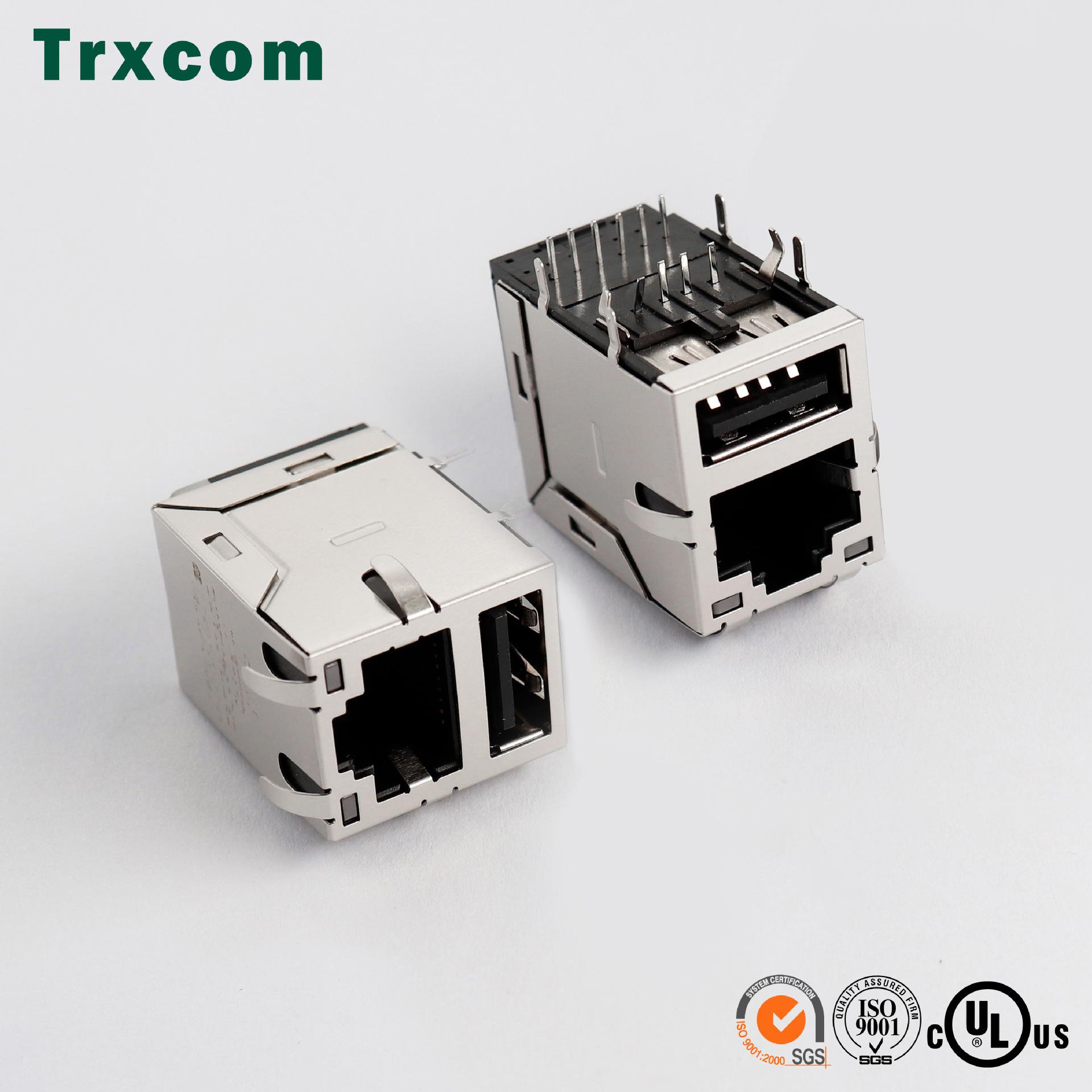 泰瑞康原廠原裝TRJU3401AONL集成網絡變壓器帶USB接口 RJ 45連接器 2