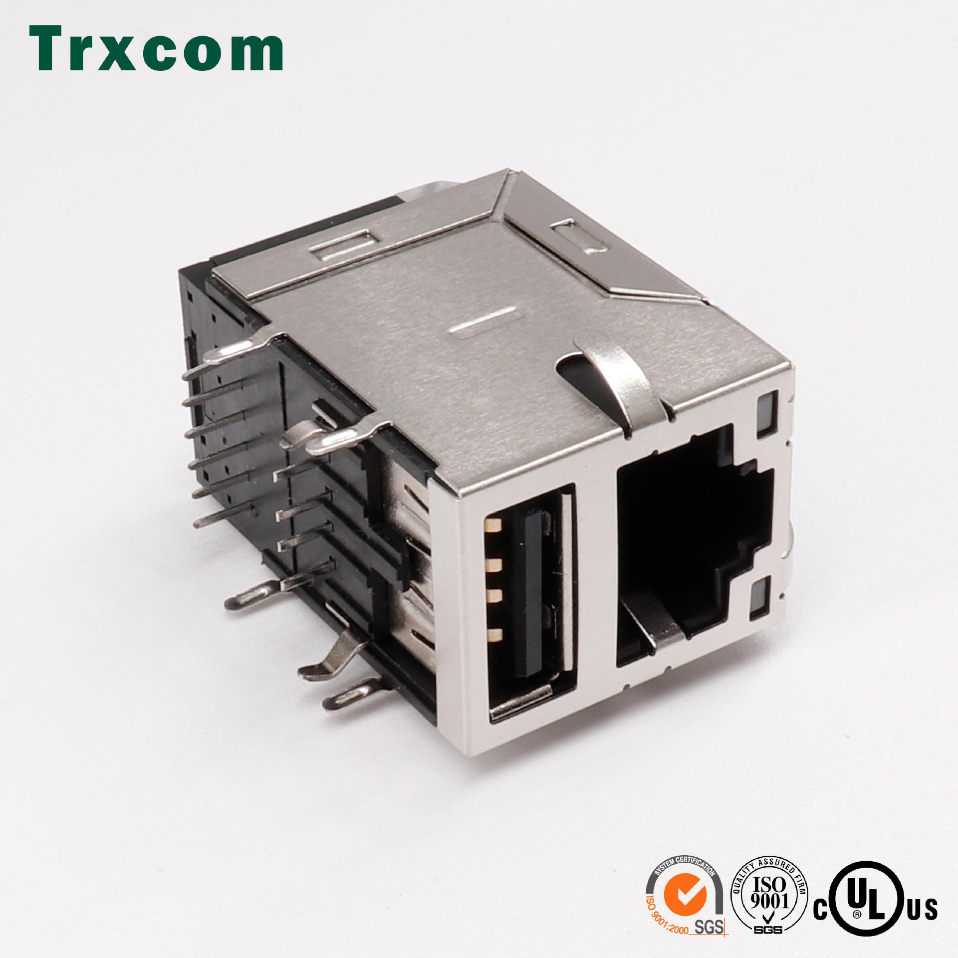 泰瑞康原廠原裝TRJU3401AONL集成網絡變壓器帶USB接口 RJ 45連接器 4