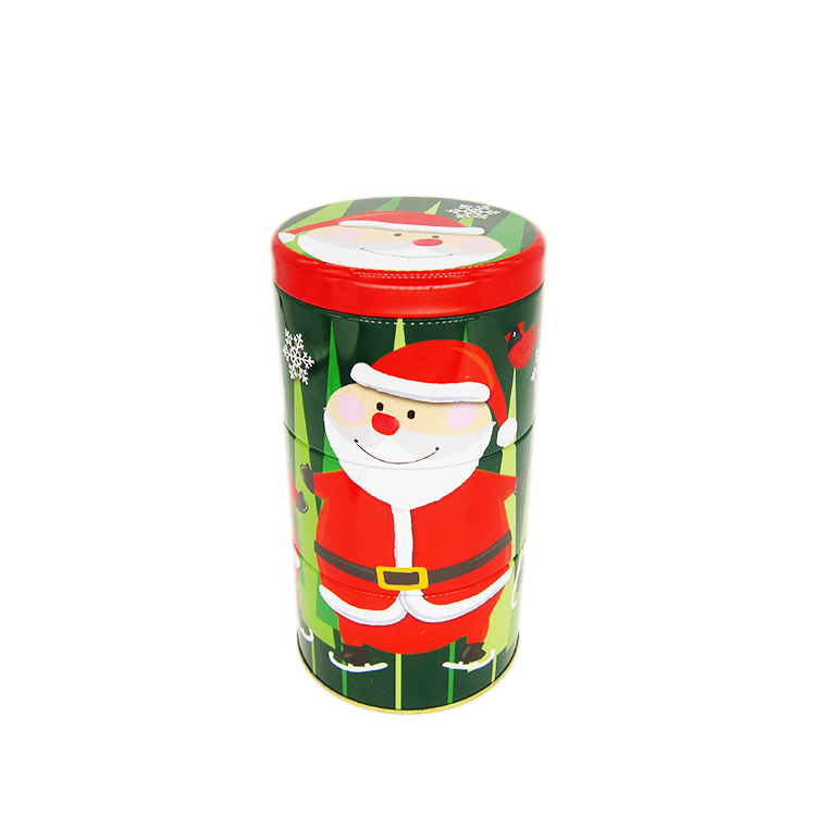 Metal tin cookies and candy storage box with Christmas deisgn 1