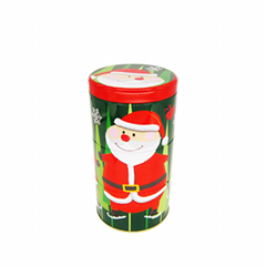 Metal tin cookies and candy storage box with Christmas deisgn