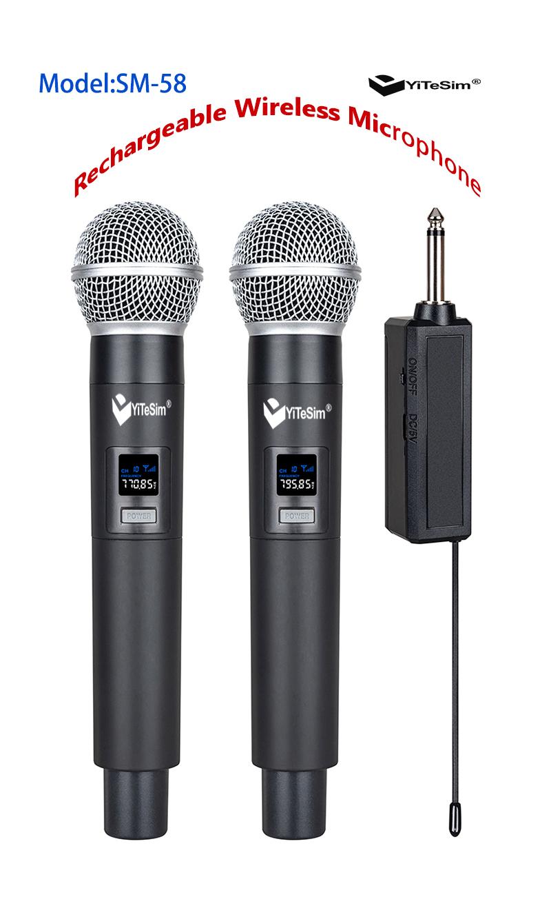 Yitesim SM-58 rechargabel Wireless Handheld Microphone