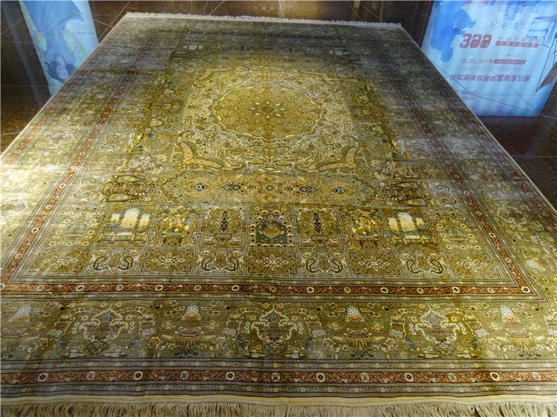 9x12ft/274x366cm handmade silk persian carpet for living room 3