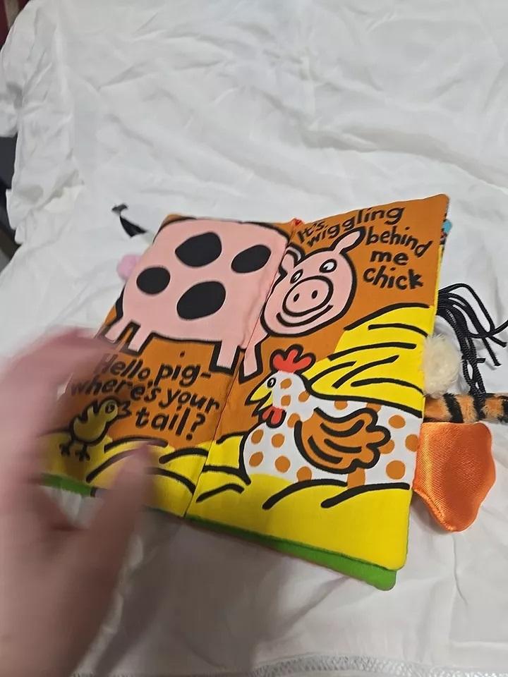 NWT JellyCat Soft Book Farm Tails Crinkle Sounds Sensory Fabric Baby Story Book 4