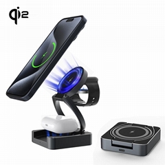 Slim Metal 3 in 1 magnetic foldable wireless charger for Apple iphone,airpods 
