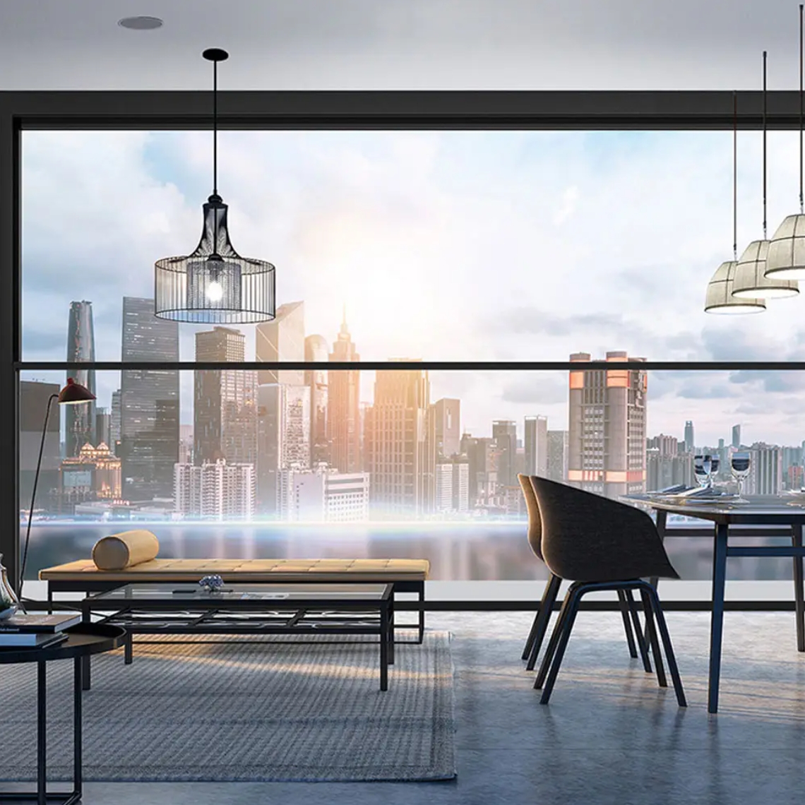 Modern Design Custom Automatic Vertical Slide Windows Aluminum Electric Lift Up  5