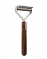Stainless Steel Grooming hair Rake Pet Dematting Wooden Handle Comb