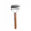Stainless Steel Grooming hair Rake Pet Dematting Wooden Handle Comb