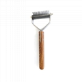 Stainless Steel Grooming hair Rake Pet Dematting Wooden Handle Comb
